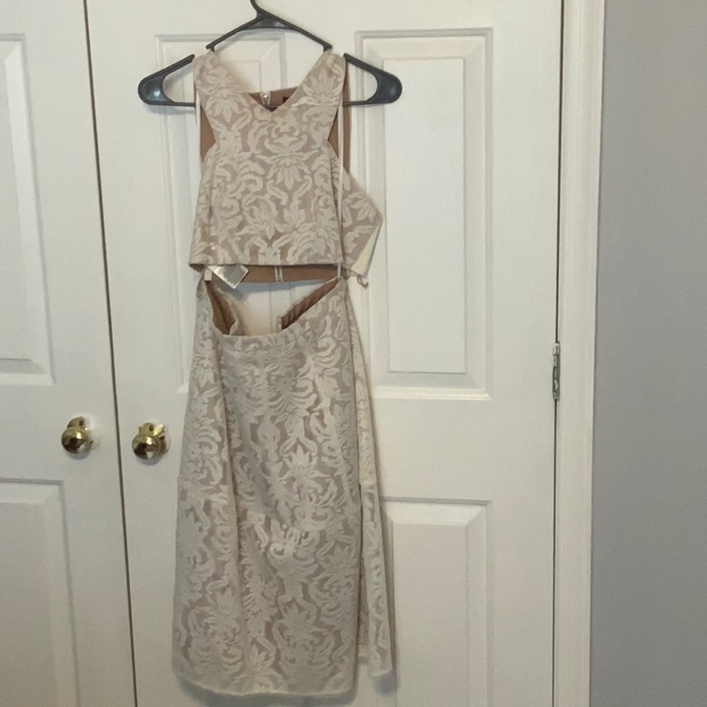 2 piece white flower dress